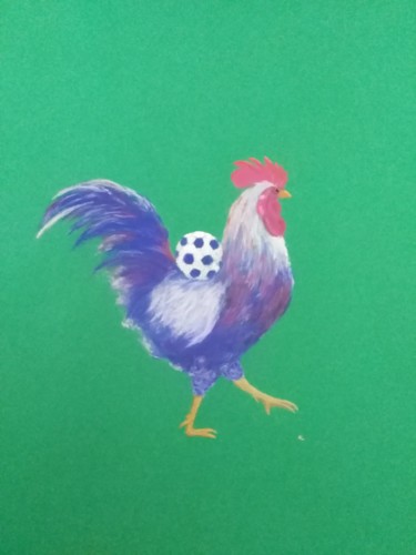 Drawing titled "Coq Tail" by Véronique Lenfant, Original Artwork, Pastel