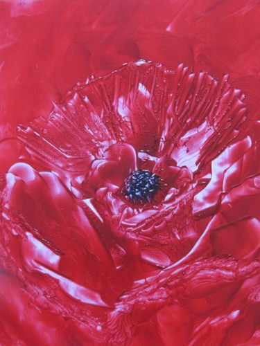 Картина под названием "Rouge Bonheur" - Véronique Lenfant, Подлинное произведение искусства, Масло