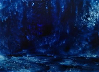 Painting titled "Pluie d'étoiles" by Véronique Lenfant, Original Artwork, Oil