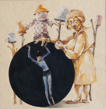 Рисунок под названием "A dream" - Eugenia Deniseva, Подлинное произведение искусства, Акварель Установлен на картон