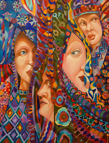 Картина под названием "Seasons" - Eugenia Deniseva, Подлинное произведение искусства, Масло Установлен на Деревянная рама дл…