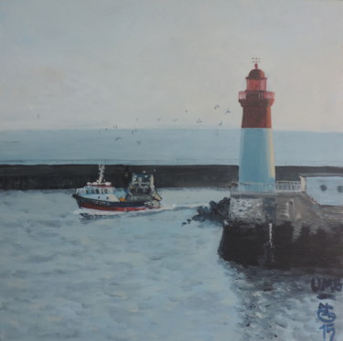 Painting titled "Retour de pêche" by Virginie Mercier-Duguy, Original Artwork, Acrylic