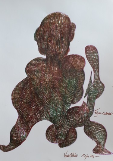 Dessin intitulée "Figure centaure" par Vincent Milleliri, Œuvre d'art originale, Marqueur