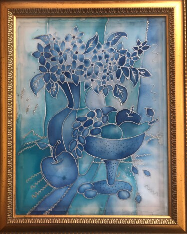 Art textile intitulée "Голубая бездна Russ…" par Venera Montharian, Œuvre d'art originale, Tissu