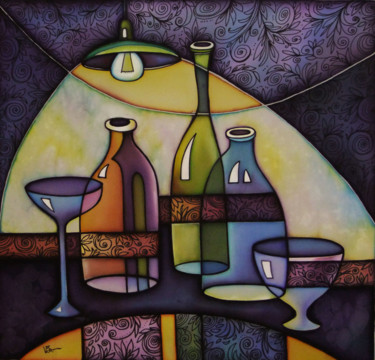 Картина под названием "Свет лампы" - Vera Ustinova, Подлинное произведение искусства, Ткань