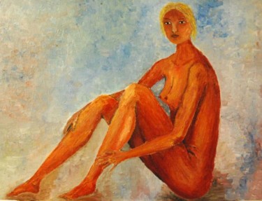Painting titled "a nude diver" by Vodevsh, Original Artwork, Oil