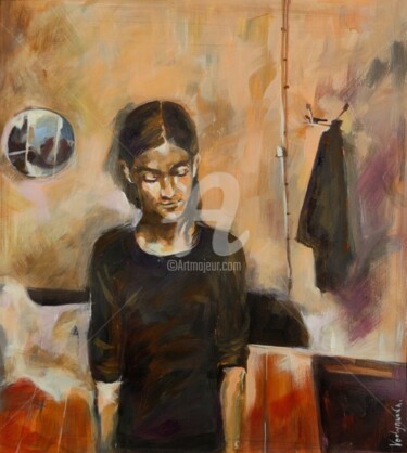 Painting titled "Regard" by Liza Vodyanova, Original Artwork, Acrylic