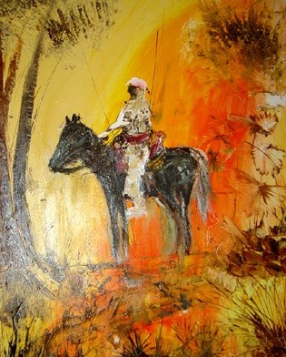 Peinture intitulée "Le cavalier" par Christian Vogel, Œuvre d'art originale