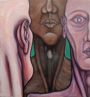 Peinture intitulée "Trois têtes" par Frédéric Voilley, Œuvre d'art originale, Huile