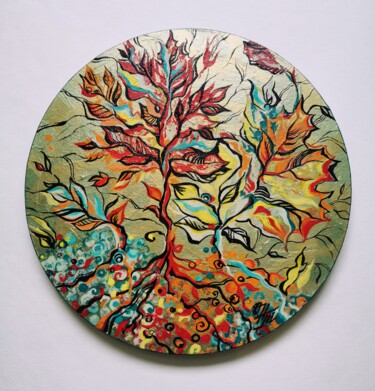 Malerei mit dem Titel "Maple leaves" von Volha Trus, Original-Kunstwerk, Acryl