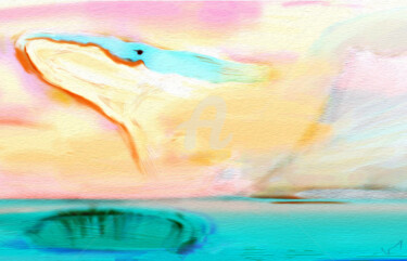Цифровое искусство под названием "whale" - Tezkanart, Подлинное произведение искусства, Цифровая живопись
