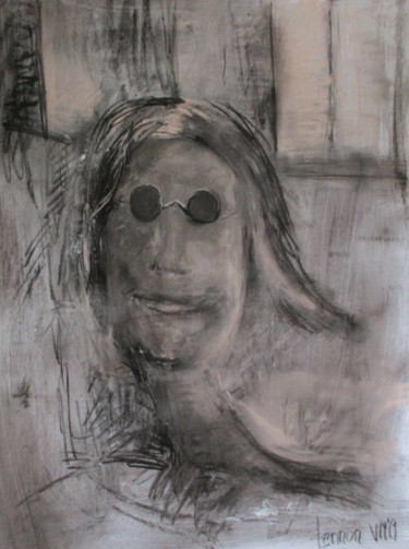 Painting titled "Lennon" by Volker Mersch, Original Artwork, Chalk