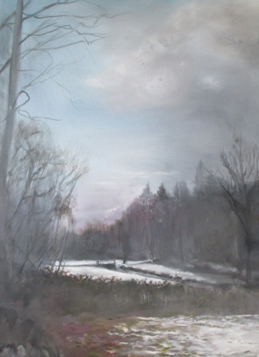 Painting titled "winterevening" by Volker Mersch, Original Artwork, Oil