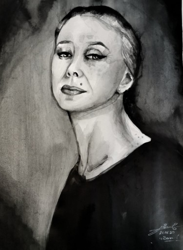 Майя Плисецкая Schilderij getiteld "Майя Плисецкая" door Илья Волков, Origineel Kunstwerk, Aquarel