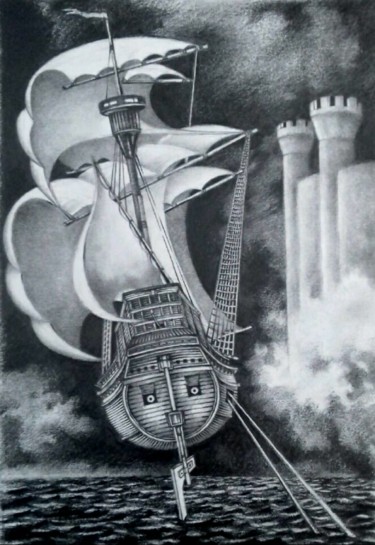 Рисунок под названием "Fata Morgana" - Oleksandr Volodymyrets, Подлинное произведение искусства, Карандаш