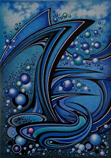 Dessin intitulée "Bubble jazz 2" par Oleksandr Volodymyrets, Œuvre d'art originale, Conté