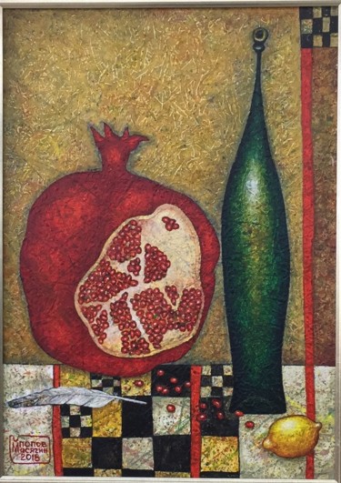 Картина под названием "ГРАНАТ" - Volodia Popov-Massiaguine, Подлинное произведение искусства, Акрил Установлен на Деревянная…
