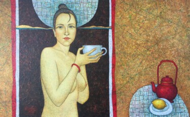 Malerei mit dem Titel "ЯВЛЕНИЕ 81х130 2019" von Volodia Popov-Massiaguine, Original-Kunstwerk, Acryl