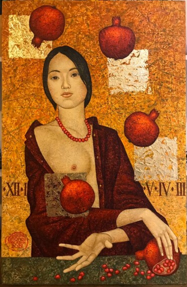 Malerei mit dem Titel "ЦИФЕРБЛАТ ЕВЫ" von Volodia Popov-Massiaguine, Original-Kunstwerk, Acryl