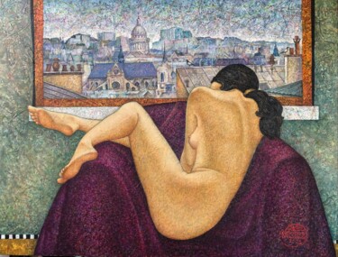 Картина под названием "ОКНО В ПАРИЖ" - Volodia Popov-Massiaguine, Подлинное произведение искусства, Акрил