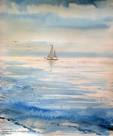 Peinture intitulée "Pacific Ocean" par Volodimir Kudlai, Œuvre d'art originale, Aquarelle