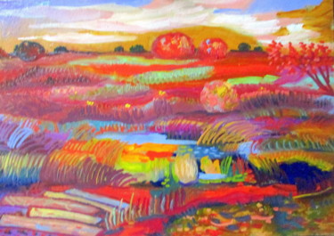 Картина под названием "пейзаж-заросший пруд" - Владимир Черемных, Подлинное произведение искусства, Масло