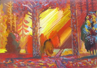 Картина под названием "в лесу-0009" - Владимир Черемных, Подлинное произведение искусства, Масло