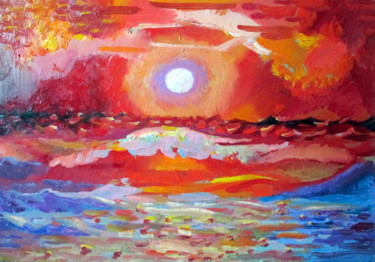 Картина под названием "вечерняя волна" - Владимир Черемных, Подлинное произведение искусства, Масло