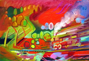 Картина под названием "под стук колёс или…" - Владимир Черемных, Подлинное произведение искусства, Масло