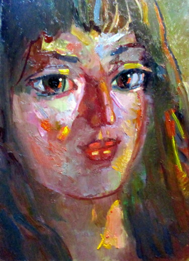 Картина под названием "портрет задумчивой…" - Владимир Черемных, Подлинное произведение искусства, Масло