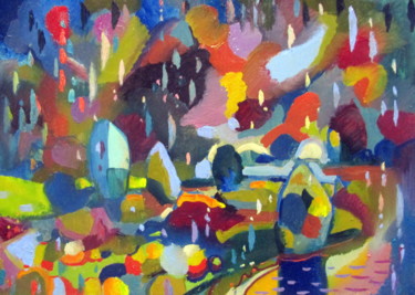 Картина под названием "дождь  в  сентябре" - Владимир Черемных, Подлинное произведение искусства, Масло