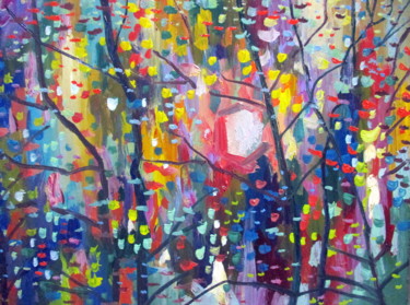 Картина под названием "праздник осеннего л…" - Владимир Черемных, Подлинное произведение искусства, Масло