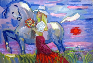 Картина под названием "рождение утра......…" - Владимир Черемных, Подлинное произведение искусства, Масло