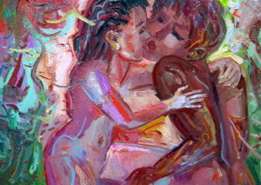 Pintura intitulada "рождение любви.." por Vladimir Cheremnykh, Obras de arte originais, Óleo