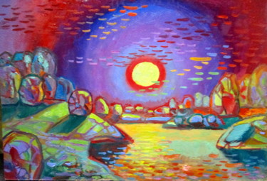 Картина под названием "вечер=этюд-01" - Владимир Черемных, Подлинное произведение искусства, Масло