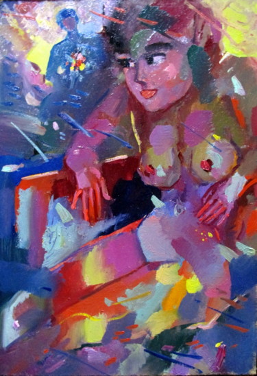 Картина под названием "ожидаемый гость" - Владимир Черемных, Подлинное произведение искусства, Масло