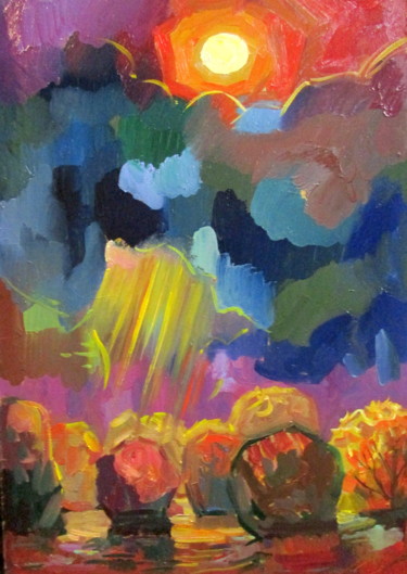 Картина под названием "небеса-009" - Владимир Черемных, Подлинное произведение искусства, Масло