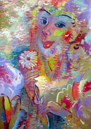Картина под названием "девушка===хорошее н…" - Владимир Черемных, Подлинное произведение искусства, Масло