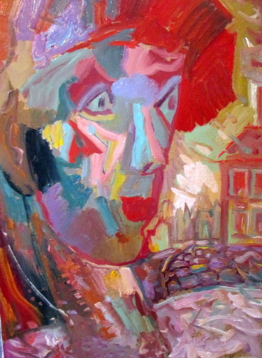 Картина под названием "портрет человека с…" - Владимир Черемных, Подлинное произведение искусства, Масло