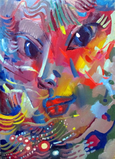 Peinture intitulée "девушка с  непонятн…" par Vladimir Cheremnykh, Œuvre d'art originale, Huile