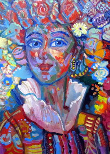Schilderij getiteld "портрет девушки в с…" door Vladimir Cheremnykh, Origineel Kunstwerk, Olie
