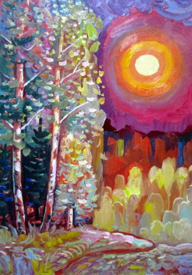 Painting titled "и вечер наступает т…" by Vladimir Cheremnykh, Original Artwork, Oil