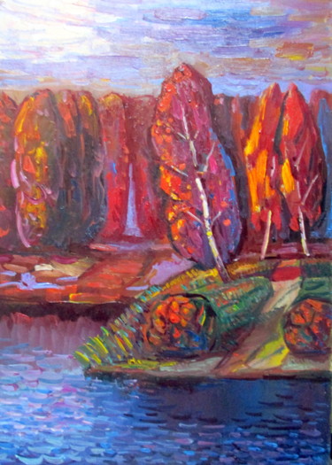 Картина под названием "этюд-поздняя осень" - Владимир Черемных, Подлинное произведение искусства, Масло