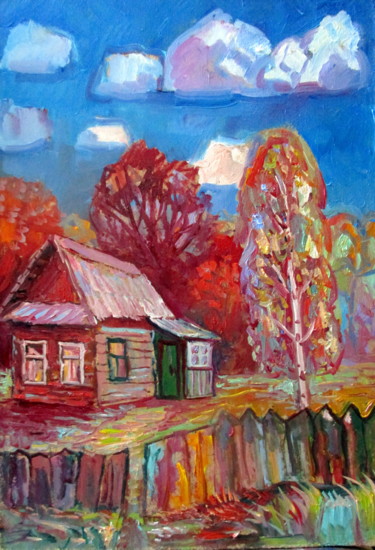 Картина под названием "деревенские будни" - Владимир Черемных, Подлинное произведение искусства, Масло