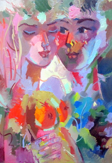 Картина под названием "двое-001" - Владимир Черемных, Подлинное произведение искусства, Масло