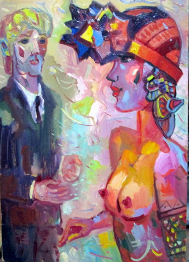 Картина под названием "встреча-002-из сери…" - Владимир Черемных, Подлинное произведение искусства, Масло