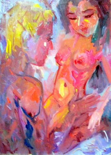 Картина под названием "вдвоем наедине" - Владимир Черемных, Подлинное произведение искусства, Масло