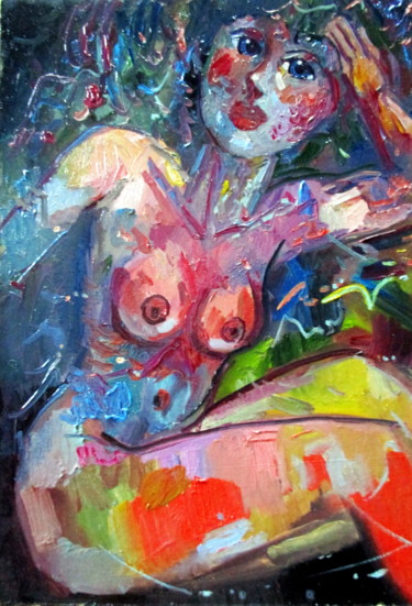 Картина под названием "обнаженная-этюд=004" - Владимир Черемных, Подлинное произведение искусства, Масло