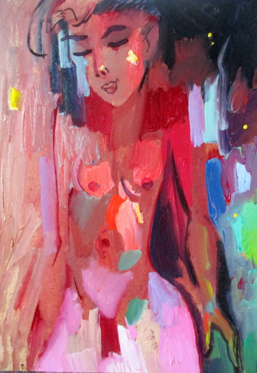 Картина под названием "блиц-0бнаженная" - Владимир Черемных, Подлинное произведение искусства, Масло