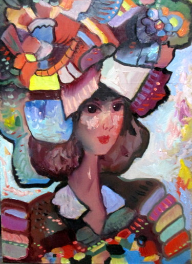 Картина под названием "модница-001" - Владимир Черемных, Подлинное произведение искусства, Масло